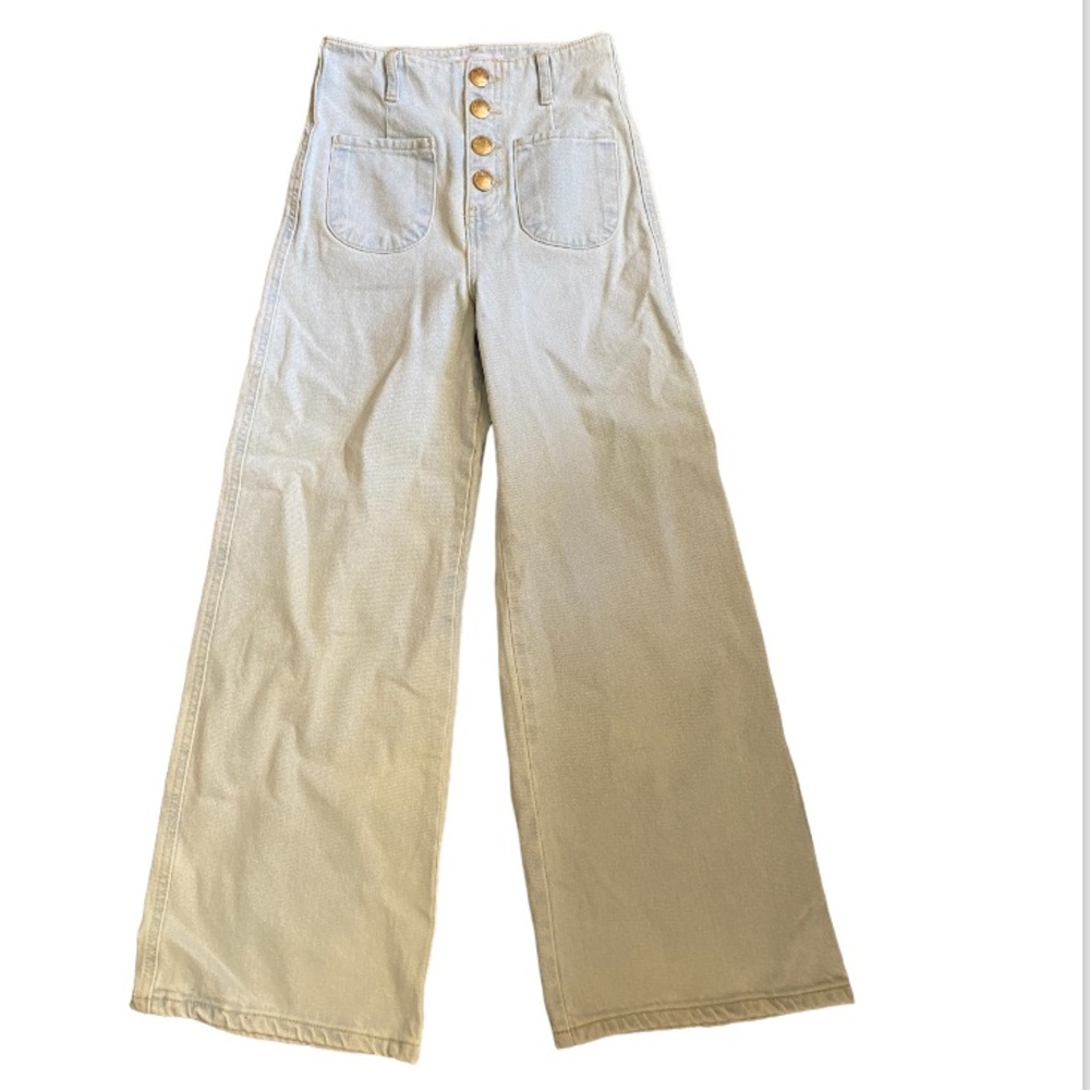 Zara High Rise Exposed Button Fly Straight Jean Size 0
